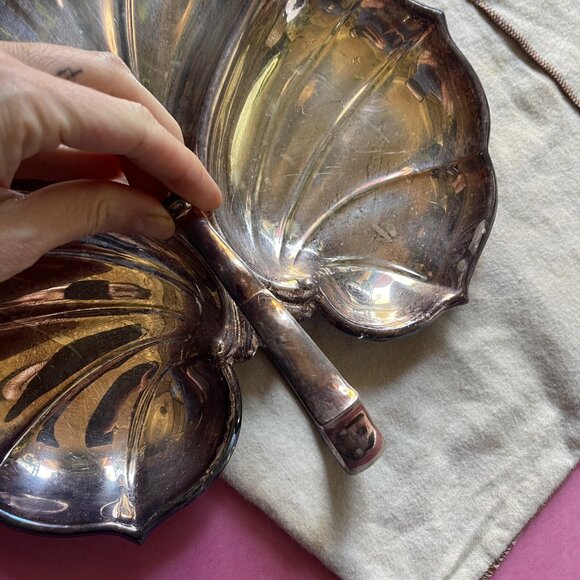 Vtg mcm Crescent Silver Leaf Tray 1950's Limited Edition #11 Bloomingdales - Picture 4 of 12